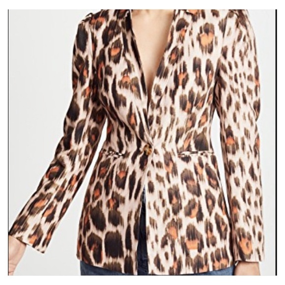 NWT C/MEO Collective Small Leopard blazer Linen Blend - Picture 12 of 12